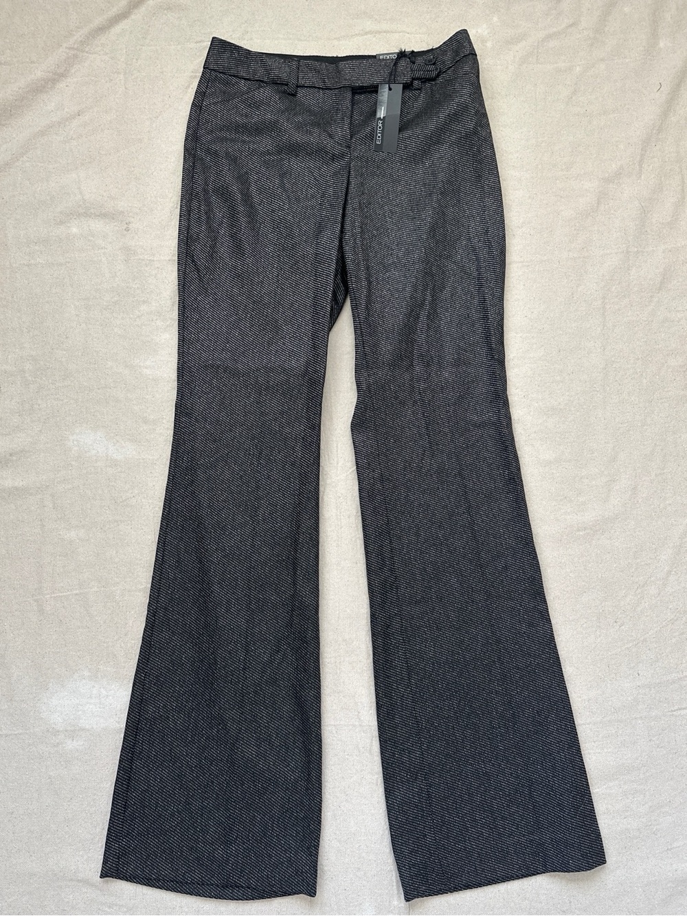NWT Express Design Studio The Editor Flare Leg Pants Black Gray Stripe Sz 0 Reg